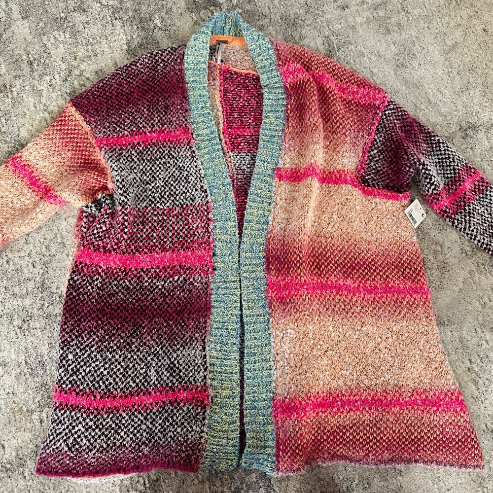 Free People Colorful Striped Cardigan